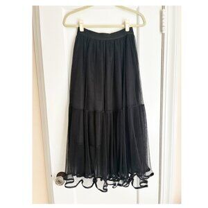 Oak + Fort NWT Skirt S Small Black Layered Tulle Midi NEW
